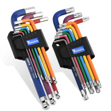 18PCS Allen Key Set,Metric Ball End Allen Hex Key Set and Torx/Star Key Set with Colour Coding,Sizes T10-T50,1.5mm-10mm for Furniture Assembly,Bike,M