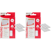VELCRO Brand Stick On Coins Double Sided Hook & Loop Self Adhesive Sticky Coins Perfect for Room Décor & Home, Office, Garage Use White 16mm x 16mm S