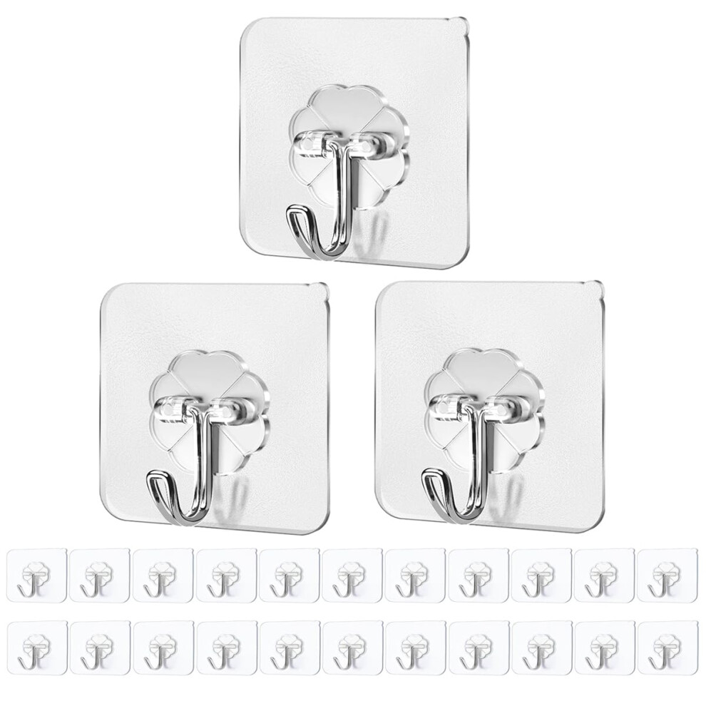 Paidashu Self Adhesive Hooks,25 Pack Heavy Duty Adhesive Wall Hooks, Max 10Kg/22Lb,Nail Free Sticky Hangers,For Bathroom, Kitchen, Towels, And More 5006330590537