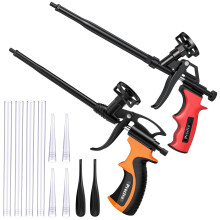 Preciva Foam Gun, 2pcs Red and Orange Expanding Foaming Guns, Professional Heavy Duty PU Foaming Tool Foam Filler Tools, Insulation Spray Applicator