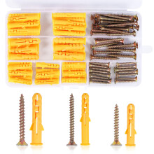 Norvens 116 PCS Screws and Wall Plugs Set, (58 Masonry Self Tapping Screws, 58 Expansion Pipe Anchor Bolts)