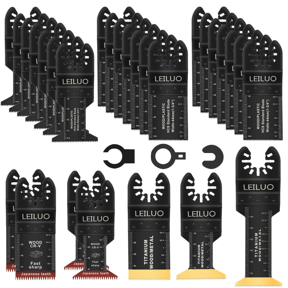 Photos - Power Tool Accessory LEILUO 32 Pcs Titanium Multi Tool Blades Kits for Wood Nails Drywall Cutting Oscillating Tool Accessories with Storage Bag C