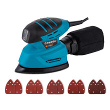 KATSU Tools Electric Detail Sander, 130W Palm Sander for Wood with Dust Collection and 10 PCs Sanding Pads, for Home Decoration DIY Furniture Finishi