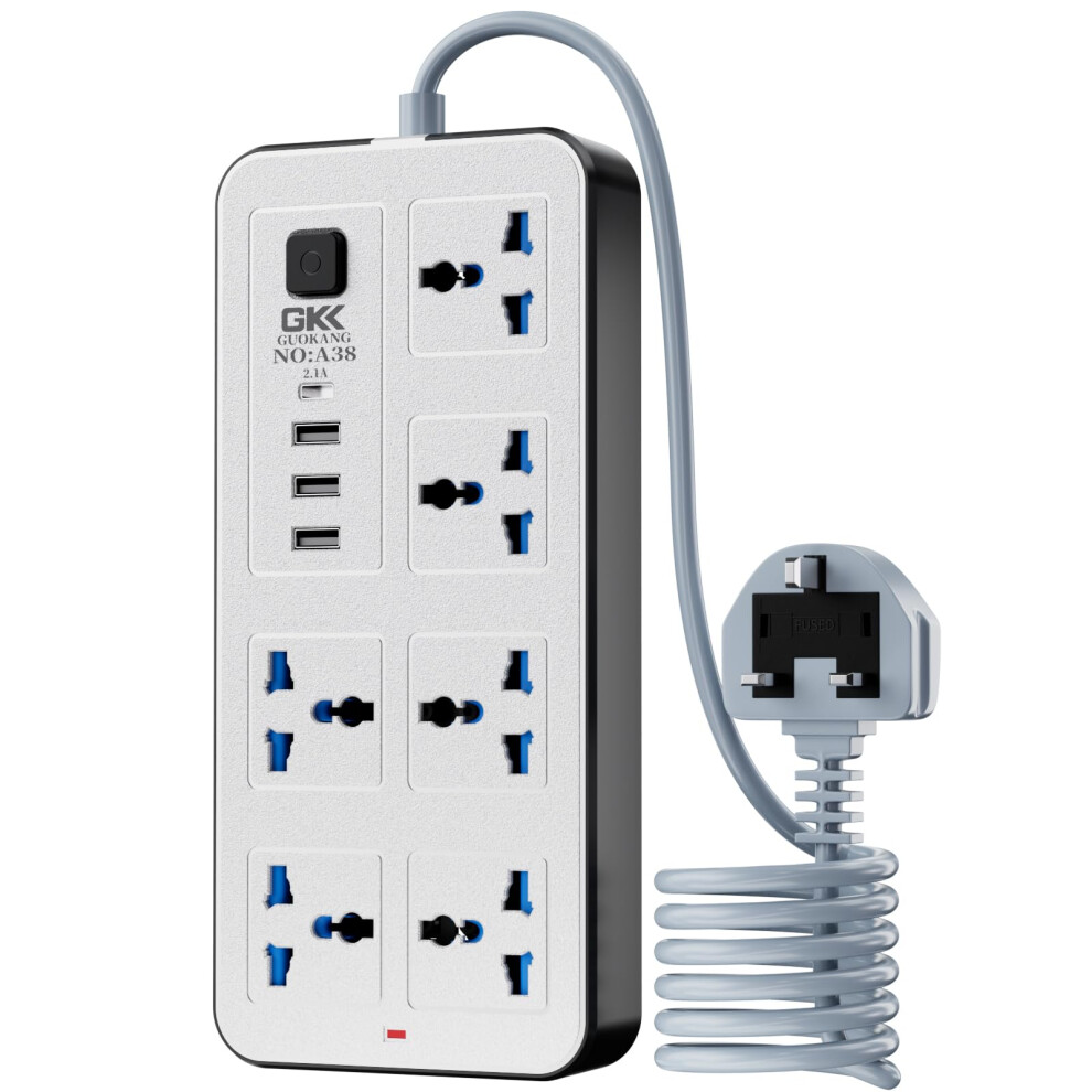 Uk Power Strip Outlets Socket 6 Ac Plug Outlets Extender Switch And 3 Usb & 1 Type-C Ports, 2500W/10A,5.9Ft Plug Heavy Duty Extension Cord For Home 5051226553523