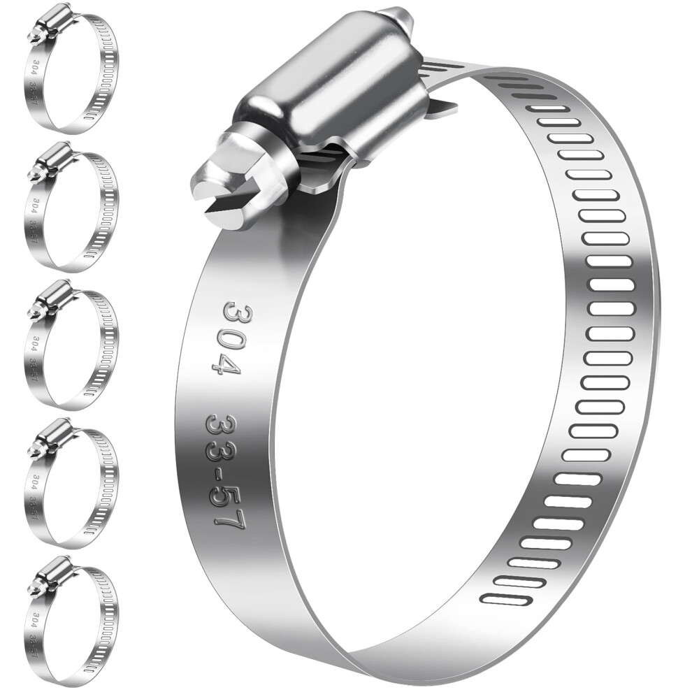 Bolatus Hose Clips 33-57 Mm, 6 Pcs Hose Clamp Stainless Steel 304 Adjustable Screw Clamps, 7 Sizes Pipe Clamps Assortment For Pool, House Gas Pipe, G 81374564