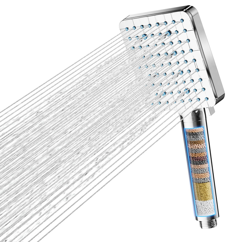 Photos - Shower System Cobbe Hard Water Filter Shower Head, High Pressure Shower Head with 20 Stage Filter, 6 Spray Modes Square Powerful Showerhea