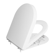 DERW D Shaped Soft Close Toilet Seat, Heavy Duty Premium Thermoplastic, Quick Release, Easy Clean and Install with Alignment Guide, Durable White Toi