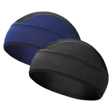 2 Pcs Cooling Skull Cap with Breathable Mesh, Sweat Absorbing Helmet Liner for Cycling Running Motorcycle, Black and Navy