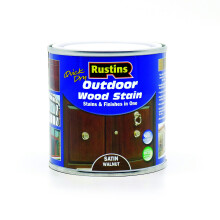Rustins Quick Dry Outdoor Wood Stain Satin Walnut 250ml- Durable and Weather-Resistant Finish, Fast Drying, Vibrant Color for Decks, Fences, & Furnit