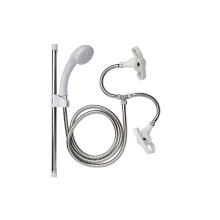 Croydex Secura Shower Head and Hose Attachment for Bath Taps - Multipurpose Stainless Steel Shower Hose, Complete Set with Riser Rail, Easy Push-On D