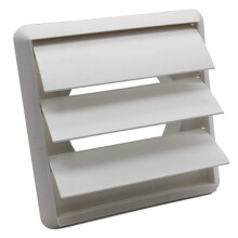 Kair White 100mm Gravity Wall Vent Grille - 99.5mm / 4 Inch Round Rear Spigot & 155mm Front Cover - Backdraught Prevention Shutter Flaps