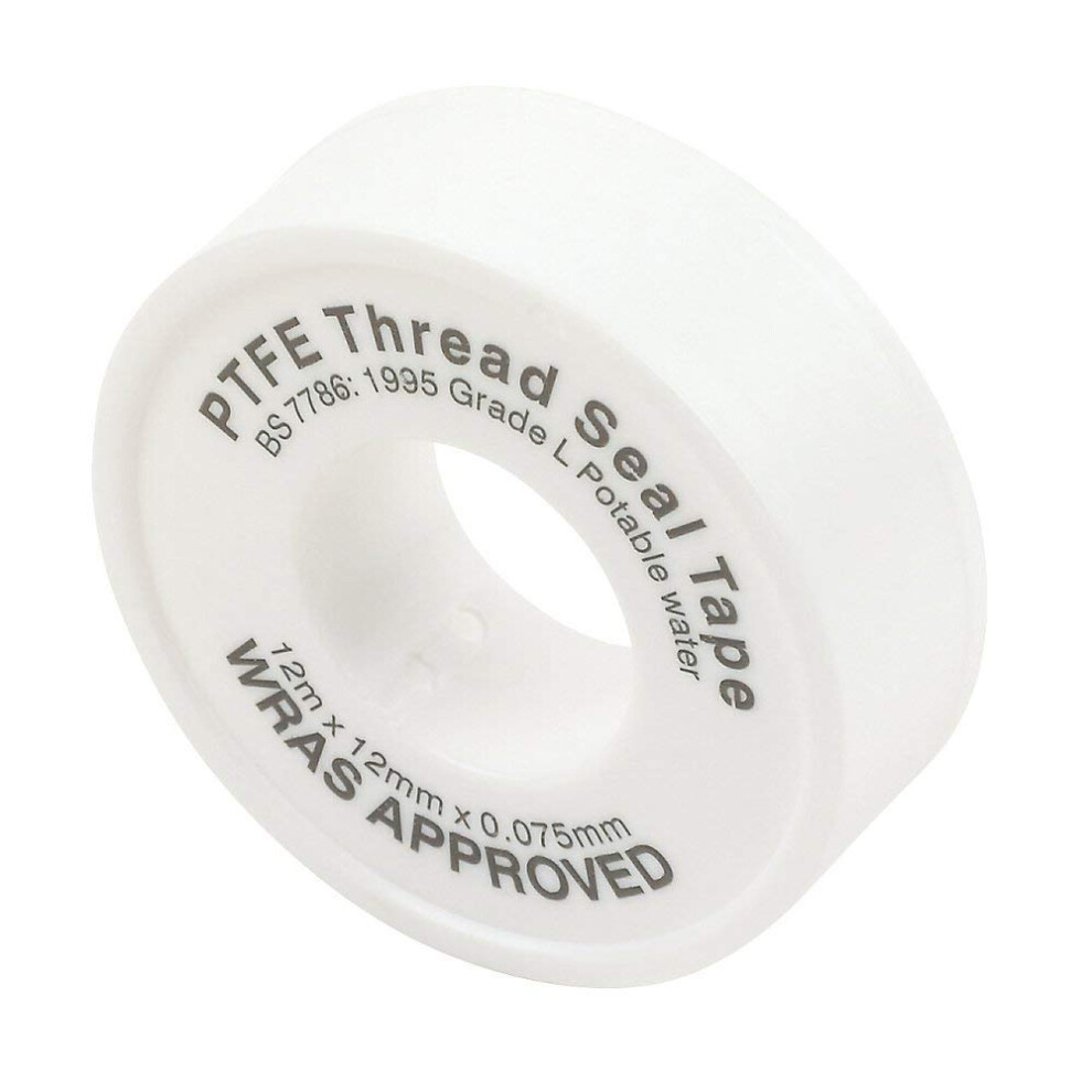 Akord 12Mm X 12M Water White Plumbers Ptfe Thread Seal Tape Plumbing Joint, 12Mm X 0.075Mm 5051226593970