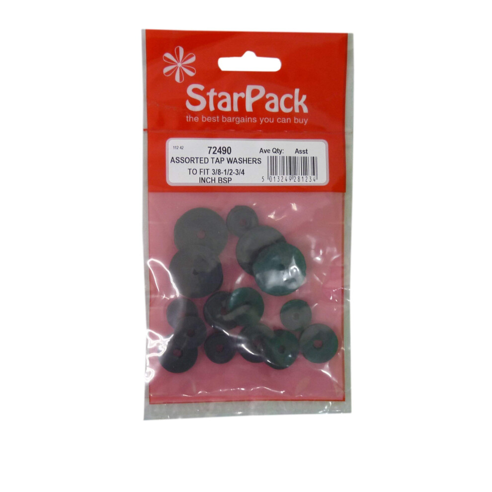 Assorted Tap Washers To Fit 3/8 Inch, 1/2 Inch, And 3/4 Inch Pack 10 93391641