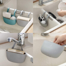 Sink Sponge Holder Hanging Caddy Compact Design Plastic 18cm Silver