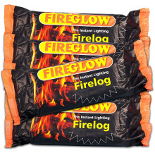 FIREGLOW 15 x Instant Lighting Firelog, Unflavored, Burns for up to 90 Minutes, Perfect for Open Fires, Fire Pits and Chimineas, Made from Compressed
