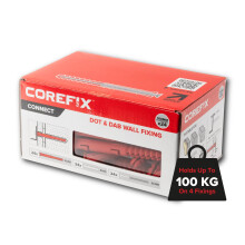 Corefix 100mm Heavy Duty Dot & Dab Wall Fixings - Plasterboard Over Blockwork Wall Plugs & Screws - For TVs, Radiators, Shelving & more - Holds 100kg