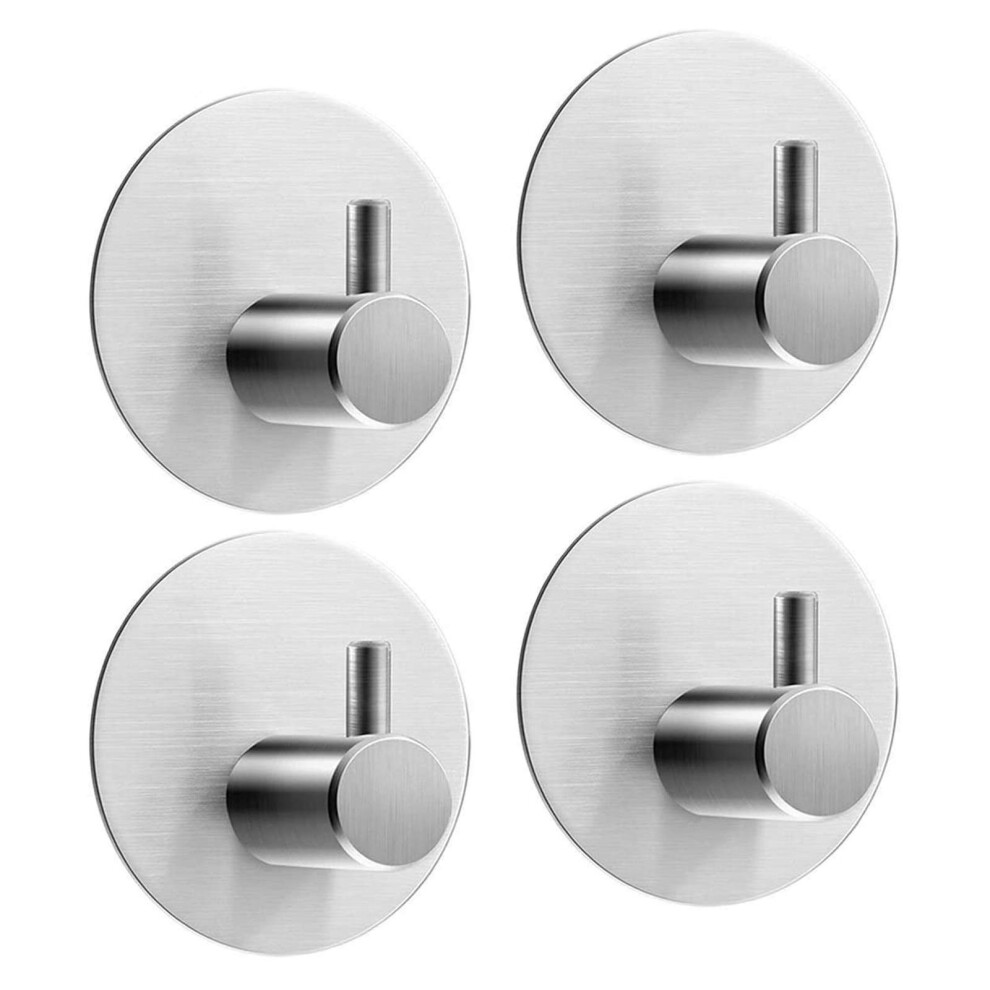 Aikzik Self Adhesive Hooks, Sticky Hooks Heavy Duty Stainless Steel - Over 8Kg Load, Hooks For Hanging Towel, Coat, Key, Robe, Stick On Bathroom, Kit 5002668658628