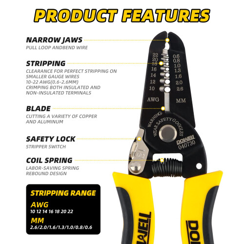 DOWELL 10-22 AWG Wire Stripper Cutter Wire Strippi 2