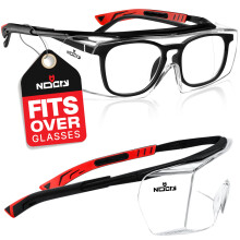 NoCry Safety Glasses Over Eyeglasses with Anti Scratch Wraparound Lenses, UV400 Protective Eyewear, ANSI Z87 & OSHA Approved Safety Goggles Over Glas