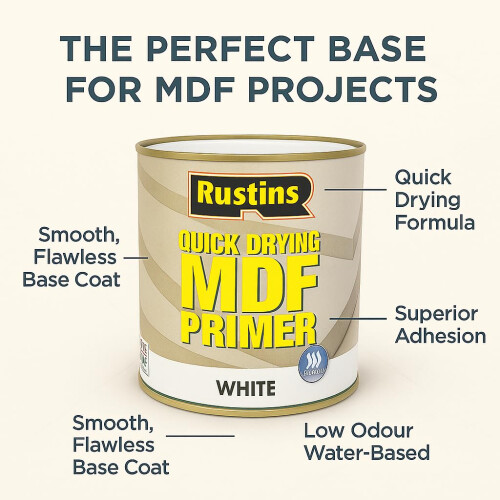 Rustins RUSTINS Quick Drying MDF White Primer 500ml-Quick-Drying, Smooth Finish Primer f 2