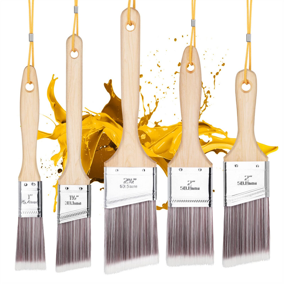 Emitever Paint Brush Set-5 Piece, Wood Handle, Premium Wall Brush Set, House Paintbrushes, Trim Paintbrush, Sash Paint Brushes For Cabinet, Sash, Hom 11818540
