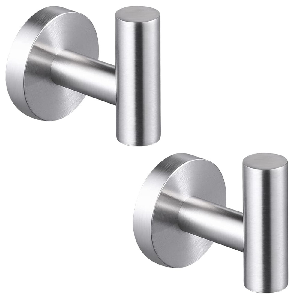 Qniiaed Bathroom Towel Hook, 2 Pack Back Of Door Hooks Screw In Metal Stainless Steel Hanger For Coat,Robe,Clothes(Brushed Silver) 5003679200844