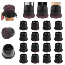 16 PCS Small Black Silicone Chair Leg Floor Protectors with Wrapped Felt, Rubber Chair Leg Caps, Chair Leg Covers, Furniture Feet Protectors Pads, No