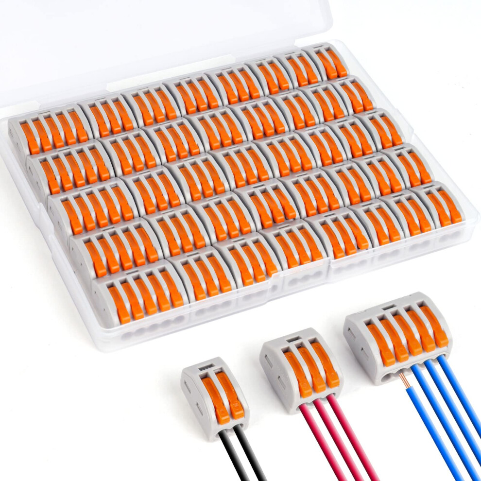 Flintronic 40Pcs Lever-Nut Wire Connectors, 2/3/5-Port Compact Electrical Connectors, Cable Connectors, Compact Splicing Connectors For Circuit Inlin 12251209
