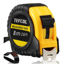 TEFCOL Retractable Tape Measure 8m 26Ft, Heavy Duty Nylon Coated Measuring Tape, Imperial and Metric Measurement with Metal Belt Clip (Black Yellow)