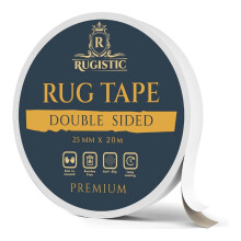 Rugistic Double Sided Carpet Tape Heavy Duty - 25mm x 20m Extra Strong Rug Tape for Wood Floors, Laminate, Vinyl & Tile
