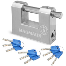 Magmaus RTX70 [Never-Rust] Heavy Duty Shipping Container Padlock with 10 Keys - [High Security] - Weatherproof Outdoor Lock - [Stainless Steel]