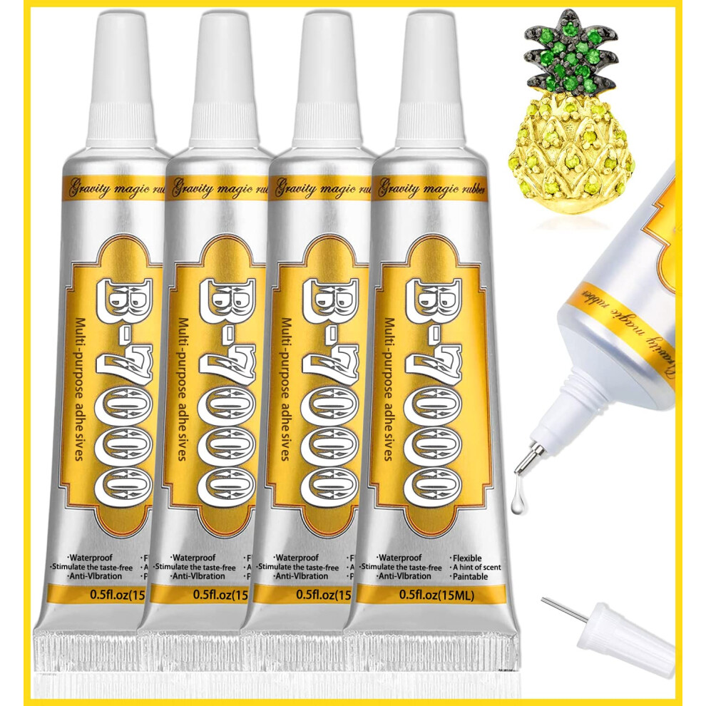 B7000 Glue - 4 * 15Ml/0.5Oz Industrial Strength Adhesive For Electronics, Jewelry, And Crafts - Clear, Flexible, And Waterproof 68121679