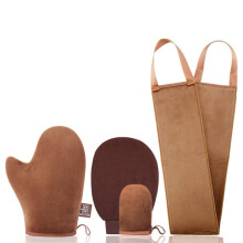Self Tanning Mitt Applicator Kit with Back Applicator, Exfoliator and Face Tanner Glove Set