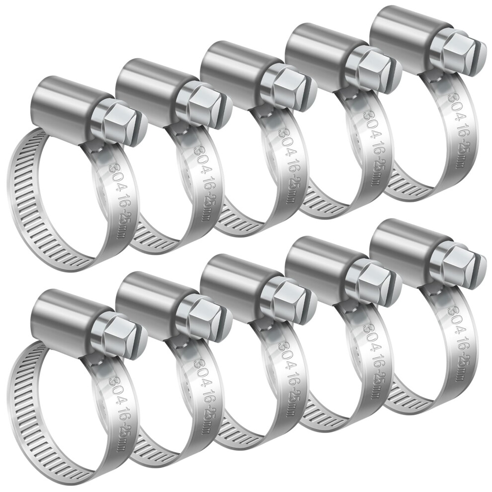 Bolatus Adjustable Hose Clips - 10 Pcs Stainless Steel Worm Drive Clamps For Securing Gas Pipe & Fuel Line Connections 82662752
