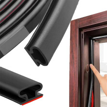 10M Black D-Shape Rubber Weather Stripping Door Seal Strip, Self-Adhesive PVC Sound Proofing Door Frame Seal Draft Excluder, Window Weather Strip Rep
