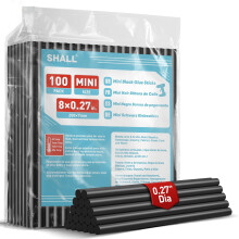 SHALL-100 Pack Black Glue Sticks, 0.27 inch x 8 inch (7 mm x 200 mm), Hot Glue Sticks, for All Temperature Hot Glue Guns, Multipurpose DIY