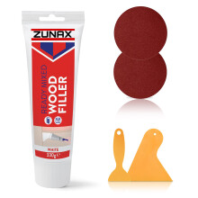 Multipurpose Ready Mixed Wood Filler White 330gm Tube with 2 Spreaders and 2 Sandpapers - 5pcs Wood Filler Set - Ideal for Interior and Exterior Hard