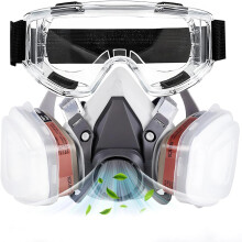sykua Respirator Mask, Half-Face Respirator with Filters and Safety Goggles for Spray Paint, Dust, Chemicals, Sanding, Building Work, Woodworking, an