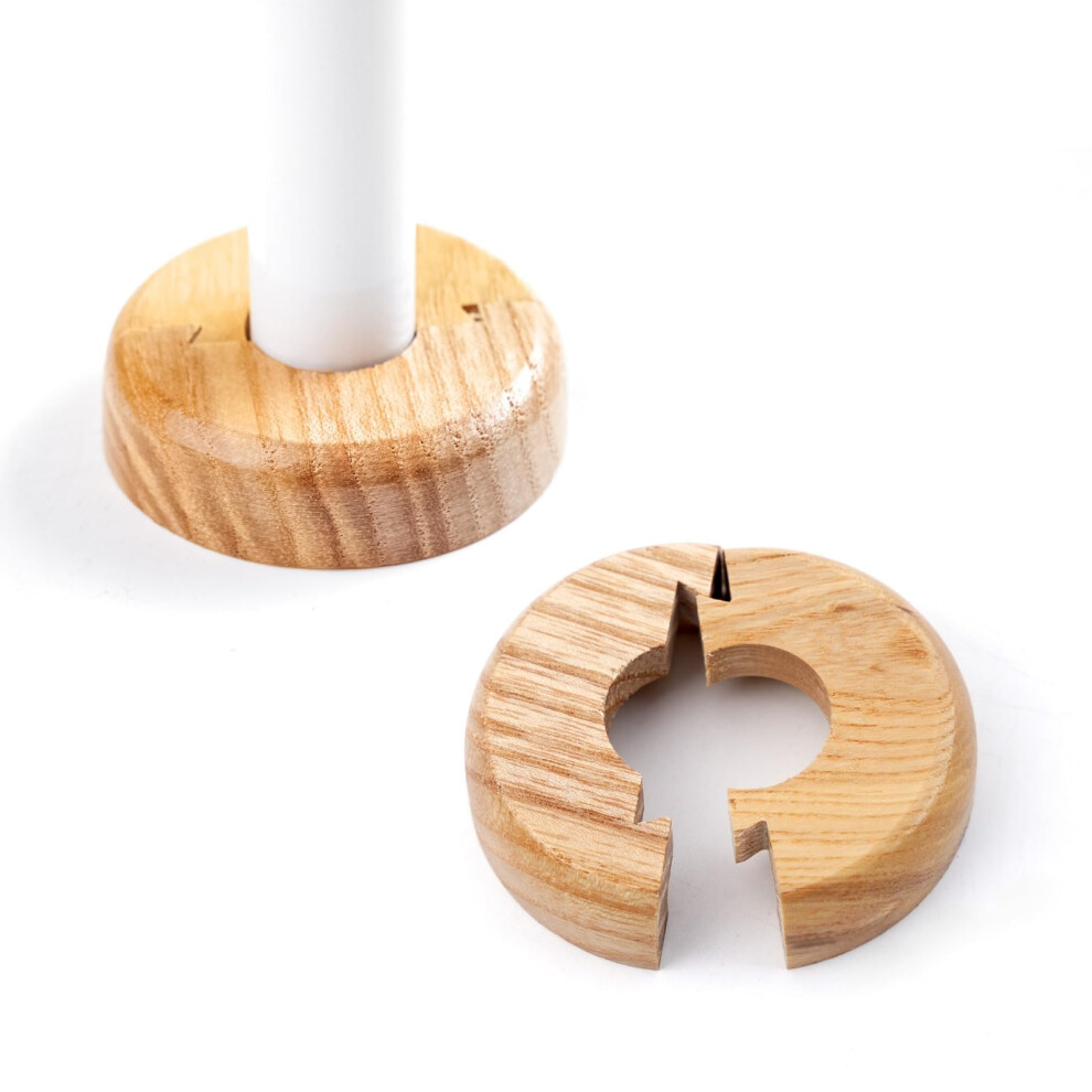Besto Wooden Radiator Pipe Collars | Oak Radiator Cover For 15Mm Pipes | Pack Of 2 Easy Split Pipe Collars 5051226950193