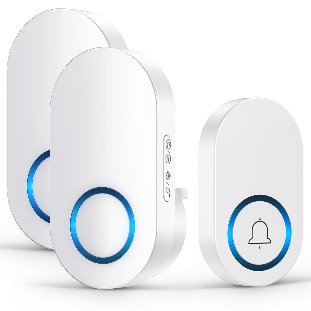 Vexloria Wireless Doorbell With 2 Receivers, 150M Long Range Door Bells Battery Operated, Door Chime Kit With 60 Melodies, 4 Volume Levels, Led Flash 37583873
