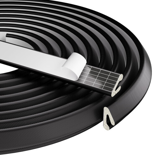 2Pcs8M Black V-Shape Foam Draught Excluder Strip for Door Frames