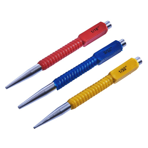 Amtech H0815 3 Piece Colour Coded Nail Punch Set