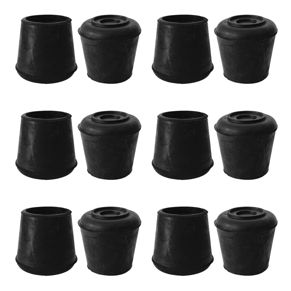 12Pcs 1 Inch Round Rubber Chair Leg Caps Nonslip Scratch Protectors Black For Hardwood Floors 9455672897242
