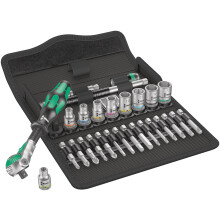 Wera 8100 SA 6 Zyklop Speed Ratchet Set, 1/4" drive, metric, Silver, 28 pieces - 05004016001