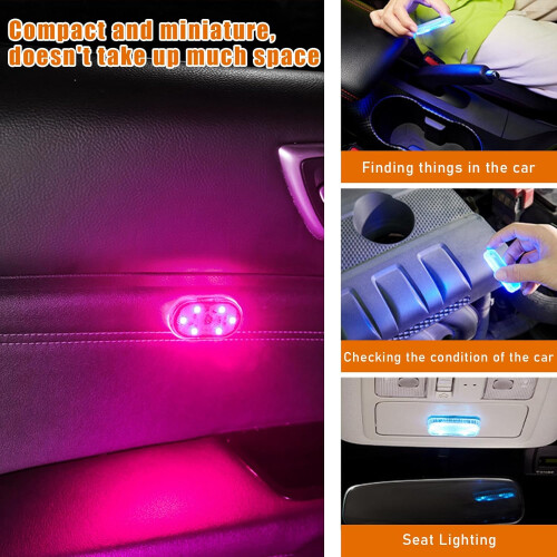 4 PCS Car Interior LED Lights USB Rechargeable Wireless Touch Control 7 Colors  Brightness 2