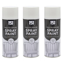 3 x 400ml 151 Multi Purpose Spray Paint Aerosol Wood Metal Brick - Matt White