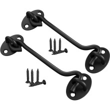 TOPYWMSP Hook and Eye Latch,8 Inch Cabin Hook Stainless Steel Door Lock Hook 2-Pack 200mm Black Door Latch for Internal Door Hooks to Keep Door Open,