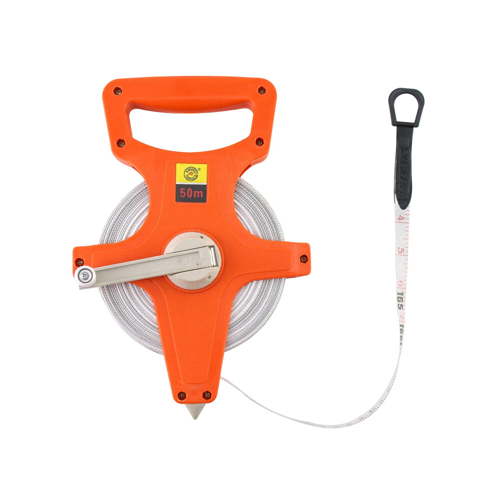 Qwork Open Reel Tape Measure, Fibreglass Surveyors Tape, 50M /165 Ft 5000536875771