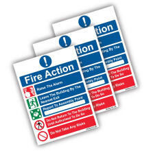 Stcky Fire Action Notice Sign (Pack of 3) - 20 x 15 cm Premium Vinyl Sticker Fire Signs | Fire Signage- Durable, Self Adhesive, UV resistant & Waterp