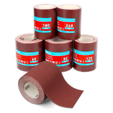 SHALL Sandpaper Roll Set 5 Rolls, 9.3cm x 5m, Aluminum Oxide Sandpaper for Woodworking, 60/80/120/180/240 Grit, Aluminium Oxide Abrasive Sanding Pape